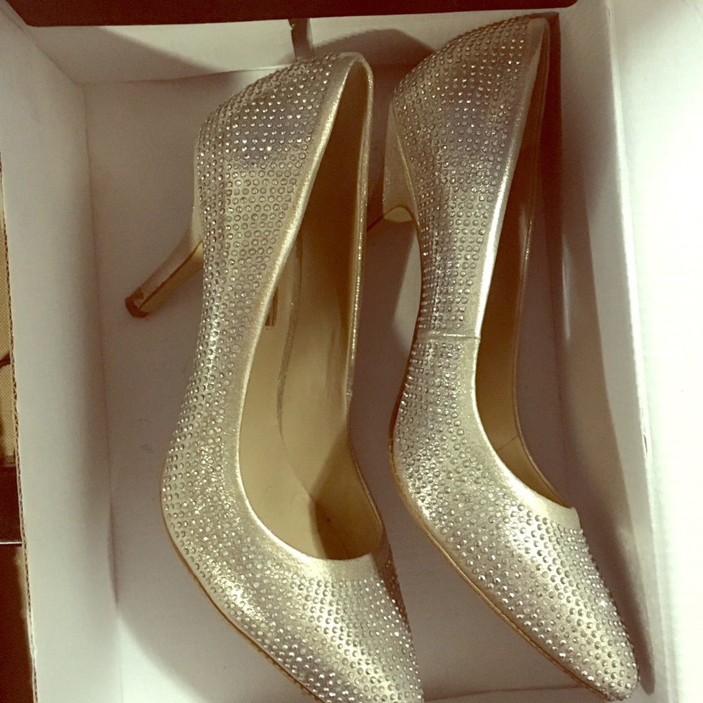 INC silver sparkle wedding shoes